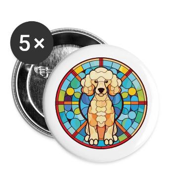 Caniche Chien Aquarelle Colorée Animal Illustration - Lot de 5 grands badges (56 mm) - blanc - Devant