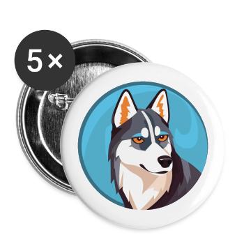 Husky Dog Aquarelle Colorée Animal Illustration - Lot de 5 grands badges (56 mm) - blanc - Devant