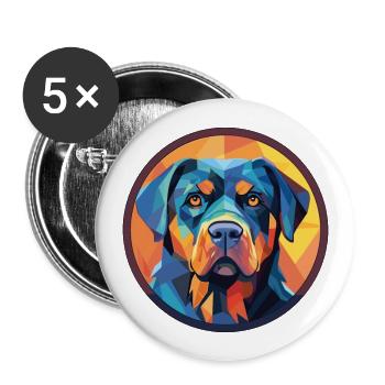Rottweiler Chien Aquarelle Colorée Animal Cartoon - Lot de 5 grands badges (56 mm) - blanc - Devant