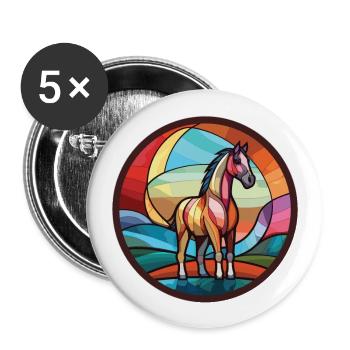 Pony Colorful Watercolor Animal Pet Illustration - Buttons large 2.2''/56 mm (5-pack) - white - Front
