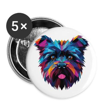 Affenpinscher race de chien aquarelle illustration - Lot de 5 grands badges (56 mm) - blanc - Devant