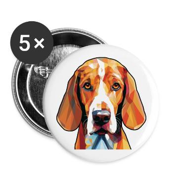 American Foxhound Hunderasse buntes Aquarell - Buttons groß 56 mm (5er Pack) - Weiß - Vorne