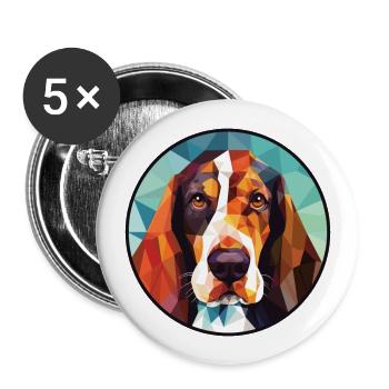 Basset Artesien Normand Dog Breed Watercolor Glass - Buttons large 2.2''/56 mm (5-pack) - white - Front