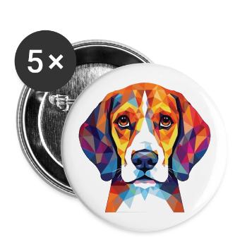 Beagle Small Scent Hound Dog Breed Watercolor - Buttons large 2.2''/56 mm (5-pack) - white - Front