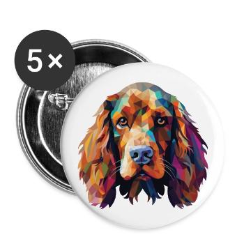 American Cocker Spaniel chien race aquarelle verre - Lot de 5 grands badges (56 mm) - blanc - Devant