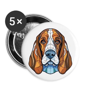 Basset Bleu De Gascogne Chien Race Aquarelle Verre - Lot de 5 grands badges (56 mm) - blanc - Devant