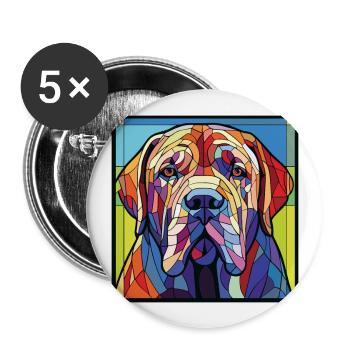 Mastiff napolitain chien race aquarelle colorée - Lot de 5 grands badges (56 mm) - blanc - Devant