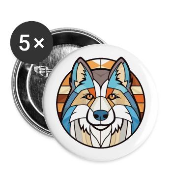 Illustration à l’aquarelle de race de chien esquimau canadien - Lot de 5 grands badges (56 mm) - blanc - Devant