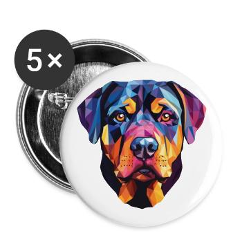 Rottweiler chien race aquarelle verre Illustration - Lot de 5 grands badges (56 mm) - blanc - Devant