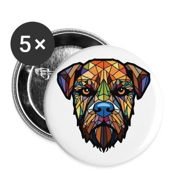 Border Terrier chien race aquarelle Illustration - Lot de 5 grands badges (56 mm) - blanc - Devant
