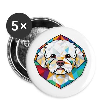 Bichon frisé race de chien Illustration à l’aquarelle - Lot de 5 grands badges (56 mm) - blanc - Devant