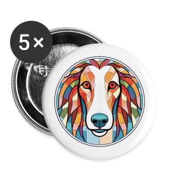 Borzoi Dog Breed Colorful Watercolor Illustration - Buttons large 2.2''/56 mm (5-pack) - white - Front