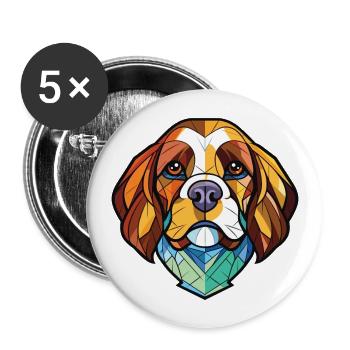 Brikett Griffon Vendeen Hunderasse Aquarellglas - Buttons groß 56 mm (5er Pack) - Weiß - Vorne