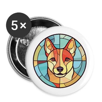 Carolina Dog Breed aquarelle Illustration sur verre - Lot de 5 grands badges (56 mm) - blanc - Devant