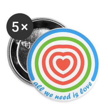 all we need is love, Herz - Buttons large 2.2''/56 mm (5-pack) - white - Front
