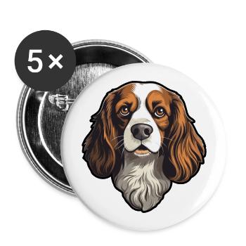 Alpine Spaniel Dog Breed Cartoon Kawaii Illustrati - Buttons large 2.2''/56 mm (5-pack) - white - Front