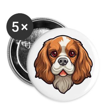 Cavalier King Charles Épagneul chien race Cartoon Ka - Lot de 5 grands badges (56 mm) - blanc - Devant