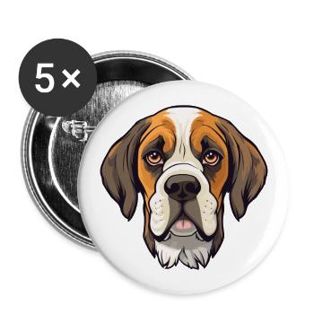 Armenische Gampr Hunderasse Karikatur Kawaii Illustrati - Buttons groß 56 mm (5er Pack) - Weiß - Vorne