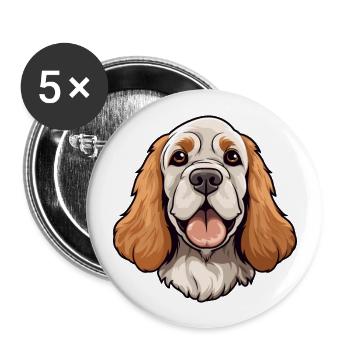Clumber Spaniel Hund Rasse Cartoon Kawaii Illustrat - Buttons groß 56 mm (5er Pack) - Weiß - Vorne
