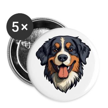 Berner Laufhund Hunderasse Cartoon Kawaii Illustrat - Buttons groß 56 mm (5er Pack) - Weiß - Vorne