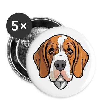 Braque Du Bourbonnais Hunderasse Cartoon Kawaii Ill - Buttons groß 56 mm (5er Pack) - Weiß - Vorne