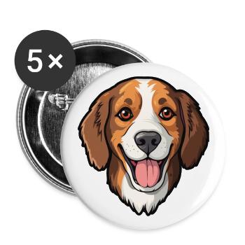Cao Da Serra De Aires Hunderasse Cartoon Kawaii Ill - Buttons groß 56 mm (5er Pack) - Weiß - Vorne