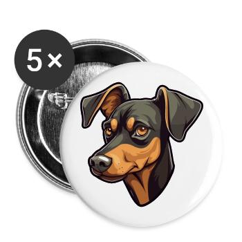 German Pinscher Dog Breed Cartoon Kawaii Illustrat - Buttons large 2.2''/56 mm (5-pack) - white - Front