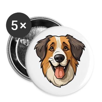 Berger géorgien Race Dessin animé Kawaii Illustr - Lot de 5 grands badges (56 mm) - blanc - Devant