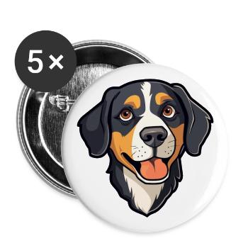 Entlebucher Mountain Dog Breed Cartoon Kawaii Illu - Lot de 5 grands badges (56 mm) - blanc - Devant