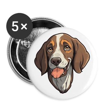French Gascony Pointer Dog Breed Cartoon Kawaii Il - Buttons large 2.2''/56 mm (5-pack) - white - Front