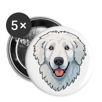 Kuvasz Race de chien hongrois Cartoon Kawaii Illustra - Lot de 5 grands badges (56 mm) - blanc - Devant