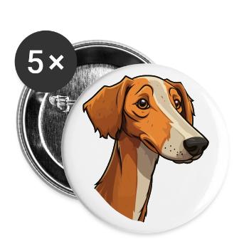 Lurcher Hunderasse Cartoon Kawaii Illustration - Buttons groß 56 mm (5er Pack) - Weiß - Vorne
