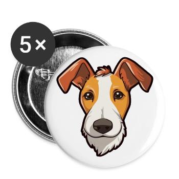 Miniature Fox Terrier chien race dessin animé Kawaii malade - Lot de 5 grands badges (56 mm) - blanc - Devant