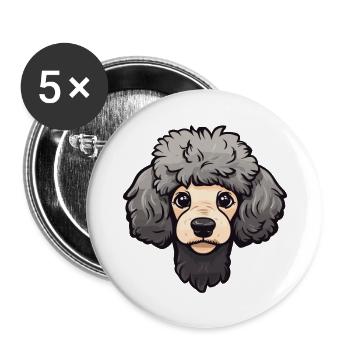 Miniature Poodle Dog Breed Cartoon Kawaii Illustra - Buttons large 2.2''/56 mm (5-pack) - white - Front