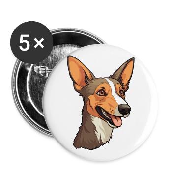 Majorque Ratter Dog Breed Cartoon Kawaii Illustrati - Lot de 5 grands badges (56 mm) - blanc - Devant