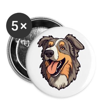 Majorca Shepherd Dog Breed Cartoon Kawaii Illustra - Buttons large 2.2''/56 mm (5-pack) - white - Front