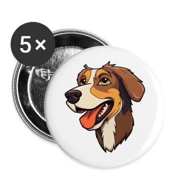 Laufhund Hunderasse Cartoon Kawaii Illustration - Buttons groß 56 mm (5er Pack) - Weiß - Vorne