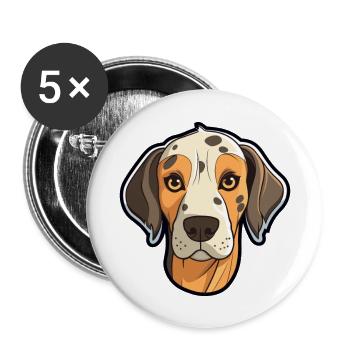 Leopard Cur Hund Rasse Cartoon Kawaii Illustration - Buttons groß 56 mm (5er Pack) - Weiß - Vorne