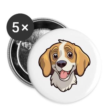 Kyi Leo Hunderasse Cartoon Kawaii Illustration - Buttons groß 56 mm (5er Pack) - Weiß - Vorne