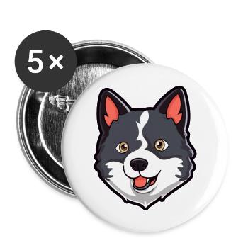 Karelian Bear Dog Breed Cartoon Kawaii Illustratio - Buttons large 2.2''/56 mm (5-pack) - white - Front