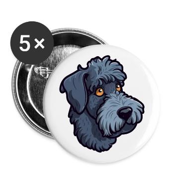 Kerry Blue Terrier Hunderasse Karikatur Kawaii Illust - Buttons groß 56 mm (5er Pack) - Weiß - Vorne