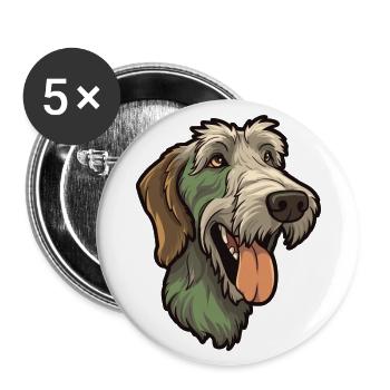 Irischer Wolfshund Hunderasse Cartoon Kawaii Illustrat - Buttons groß 56 mm (5er Pack) - Weiß - Vorne