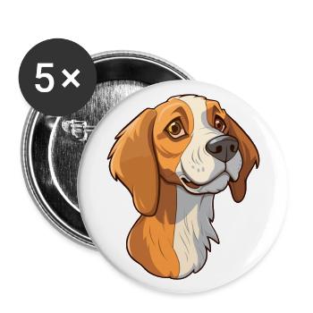 Harrier Dog Breed Cartoon Kawaii Illustration - Buttons large 2.2''/56 mm (5-pack) - white - Front