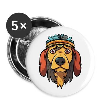 Indische Pariah-Hunderasse Karikatur Kawaii Illustration - Buttons groß 56 mm (5er Pack) - Weiß - Vorne