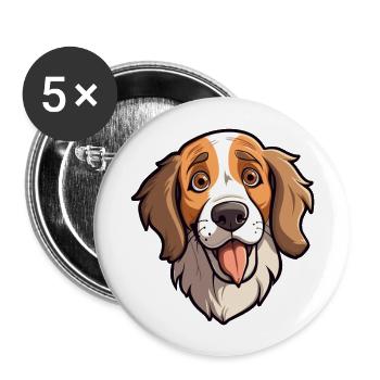 Hygenhund chien race dessin animé kawaii illustration - Lot de 5 grands badges (56 mm) - blanc - Devant