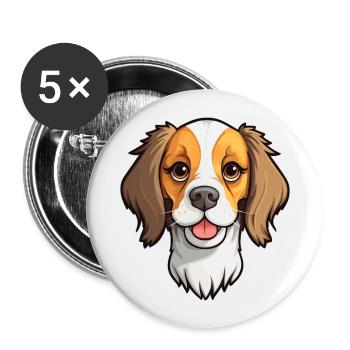 Havenese chien race dessin animé Kawaii Illustration - Lot de 5 grands badges (56 mm) - blanc - Devant