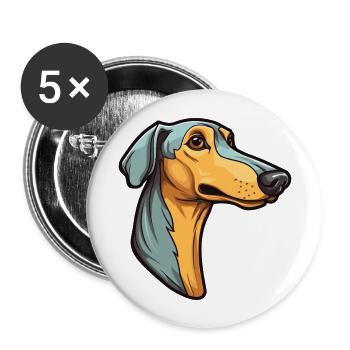 Windhund Hunderasse Cartoon Kawaii Illustration - Buttons groß 56 mm (5er Pack) - Weiß - Vorne