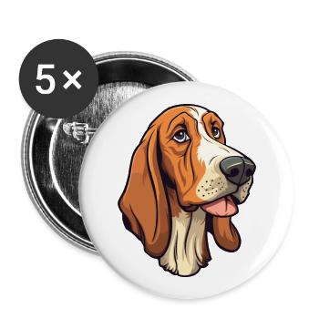 Hanover Hound Dog Breed Cartoon Kawaii Illustratio - Buttons large 2.2''/56 mm (5-pack) - white - Front