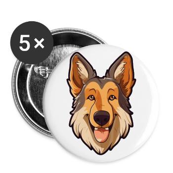 Garafian Shepherd Dog Breed Cartoon Kawaii Illustr - Buttons large 2.2''/56 mm (5-pack) - white - Front