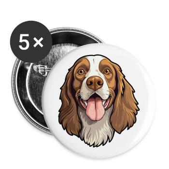 German Longhaired Pointer Dog Breed Cartoon Kawaii - Buttons large 2.2''/56 mm (5-pack) - white - Front